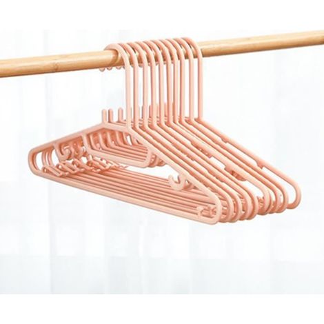 Lot de 10 cintres plastique multifonction anti-dérapants pour vêtements adultes - Rouge (1/2)