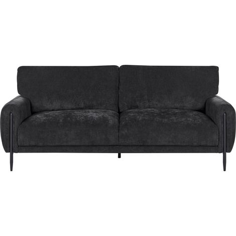 Sofá moderno 3 plazas tapizado de chenilla fundas de cojines extraíbles patas de metal negro Skaro (1/5)
