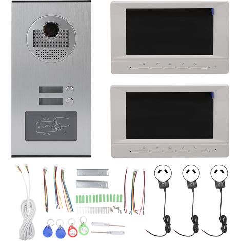 Kit de sonnette vidéo intelligente en alliage d'aluminium ABS 15 V 1,2 A 960p avec lecteur de carte d'identité et caméra intégrée (prise australienne 100-240 V). (1/5)