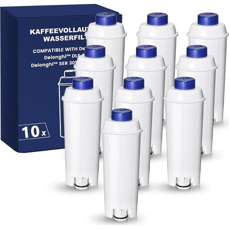 10 Filtre à eau, Charbon actif, Acier inoxydable, Compatible Delonghi ECAM, Machine à café