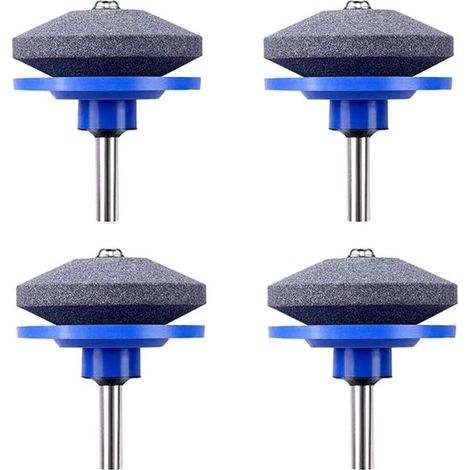 Affûteuse de Tondeuse à Gazon,4 PCS Universel Tondeuse À Gazon Affûteuse De Lame Rotative Meuleuse De Jardin Pierre De Roue pour Perceuse Électrique Perceuse À Main Kit De Réparation