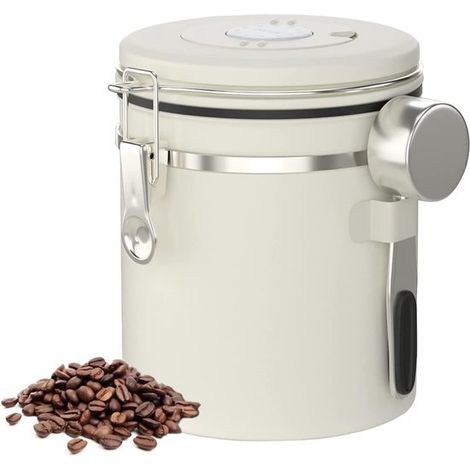 Kaffeedose mit CO₂-Auslass – 1,2 l – Für 500 g Kaffeebohnen – Für Kaffee, Kaffeebohnen, Tee, Zucker usw. – Aufbewahrungsdose aus Edelstahl (1/5)