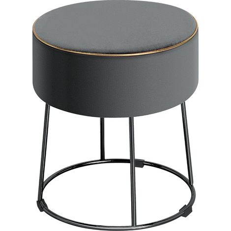Poggiapiedi rotondo in velluto 34 x 34 x 41 cm multifunzionale 150 kg stile moderno ed elegante in velluto grigio 200014182