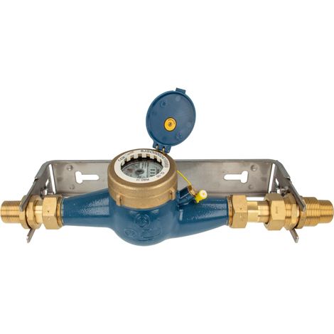 Hauswasserzähler Kombi-Set, Baulänge 260 mm, inkl. Bügel 1 Zoll verstellbare Ausführung, Edelstahl