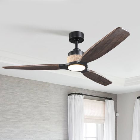 Parrot Uncle Ventilateur Plafond LED 142 cm Silencieux avec Pales en Bois Massif, Moteur DC, Télécommande, 6 Vitesses, Réversible Été Hiver, Dimmable pour Salon Chambre