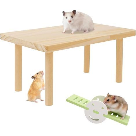Plateforme pour Hamster Plateforme en Bois pour Hamster avec Bascule 19,5 14 14 Cm Convient Aux Petits Animaux Tels Que Les Hamsters Les Chinchillas Et Les Cochons d'Inde