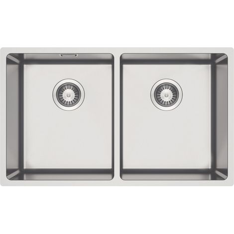 Einbauspülbecken Chrom eckig aus Edelstahl mit Doppelbecken "Egeria"