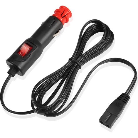 Kabel für Autokühlschrank mit Druckknopfschalter, 12 V/24 V DC, 2-polig auf Zigarettenanzünderstecker, 3,6 m (1/5)