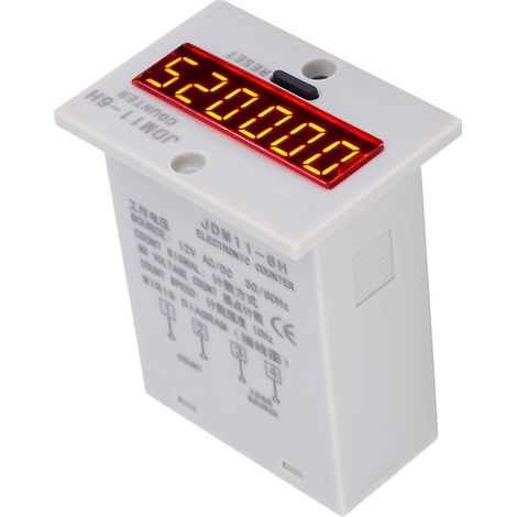 Voltmètre JDM11-6H sans capteur de tension, affichage numérique LED électronique à 6 chiffres, relais compteur, 12 V CA/CC (1/5)