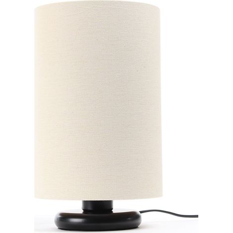 Lampe de chevet Boho 0E0s-D-130cz - Pietement noir, extérieur en jute beige clair crème, intérieur beige crème (1/3)