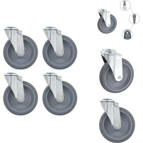 4 pcs Roulettes pivotantes à trou de boulon 125 mm - Roulette Pivotante - Roulettes Pivotantes - Roulette De Chariot - Roulettes De Chariot (1/4)