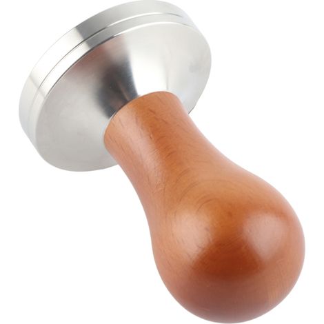 Presse à café manuelle en acier inoxydable avec base plate 58mm et manche en bois pour espresso (1/5)