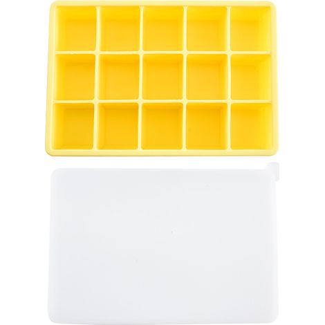 Eiswürfelformen, wiederverwendbare Eiswürfelformen für den Gefrierschrank, 15 flexible Silikon-Eiswürfelformen mit abnehmbarem Deckel für Getränke, gelb