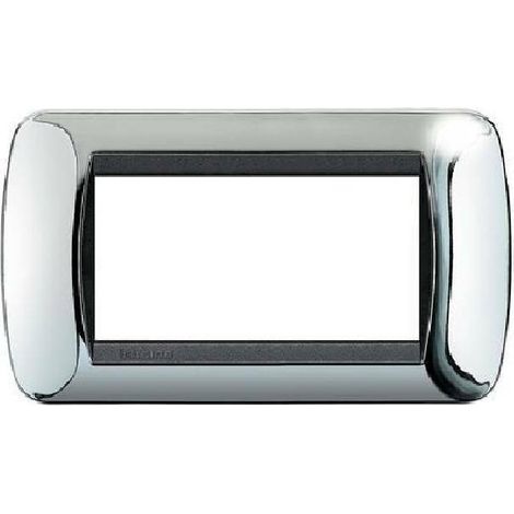 Bticino livinglight placca 4 moduli colore cromo cornice cormo l4804cr