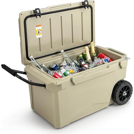 COSTWAY Frigorifero Portatile da 71 Litri con Ruote, Frigorifero da Campeggio con Manico, Frigo Portatile Resistente per Esterni a Tenuta Stagna, Fino 5-7 Giorni, per Campeggio, Picnic, Pesca