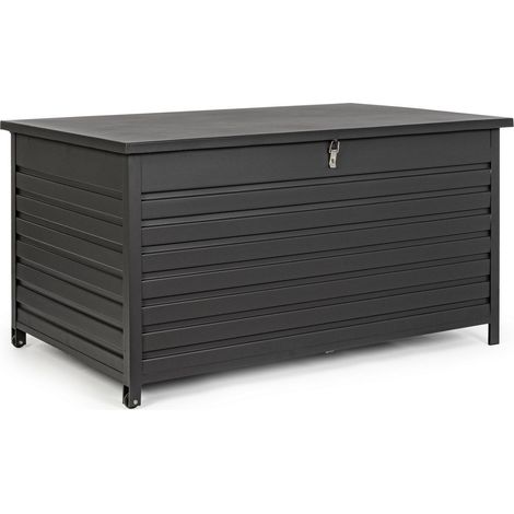 Baule cassapanca "Atlantic" porta cuscini in alluminio da esterno con ruote -Antracite / 155 x 97 cm (1/5)