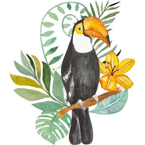 Adhésif décoratif Mural Toucan aquarelle (1/2)
