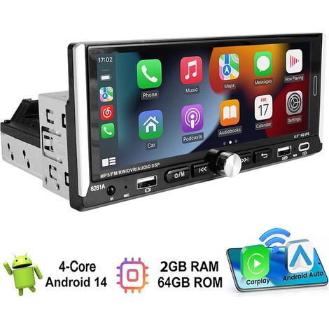 Autoradio 1 DIN avec écran Android 14 Carplay Navi Bluetooth WIFI - 2+64G (1/5)