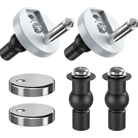 2-Piece Toilet Seat Hinge Fixings, Quick Release Hinges, Toilet Seat Hinge Fixings, with Replacement Rubber Screws (1/5)