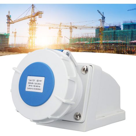 Prise industrielle de surface étanche à l'eau et à la poussière IP67, 3 broches, 32 A, connecteur industriel 2P+E, 220-250 V. (1/5)