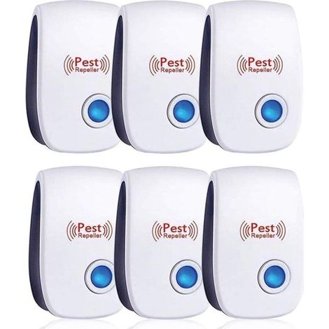 Répulsif Ultrason Anti-Rongeurs Insectes, 6 Pack Répulsif à Ultrason, Répulsif Électronique Insectes & Intérieur Répulsif Anti Moustique Ultrason Anti Rats Cafards Rongeurs Fourmis Araignées