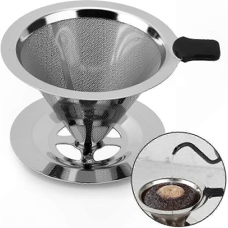 Filtre à café réutilisable en acier inoxydable, compatible avec 1 à 4 tasses. (1/5)