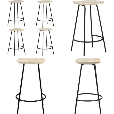 Tabourets de bar lot de 4 bois de manguier massif - Tabouret De Bar - Chaise De Bar - Meubles De Salle À Manger - Mobilier Design - Tabourets Hauts - Home & Living (1/5)