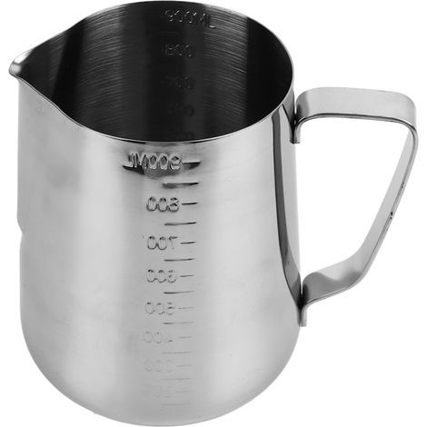Mousseur à lait acier inoxydable 900 ml compact verseuse barista (1/4)