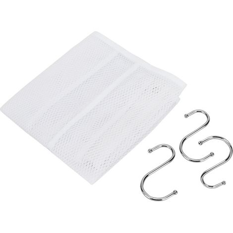 Organiseur de douche suspendu en maille, grand panier de douche, accessoires de salle de bain (crochet en S)