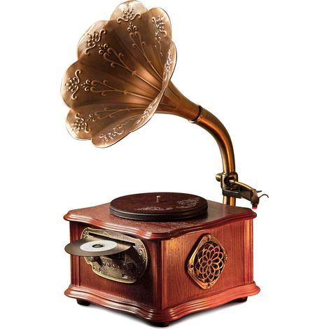 Tourne-Disque rétro Noir avec Bluetooth, phonographe et Lecture de CD, Radio FM, Commande par télécommande (vs-1722 CD) (1/5)