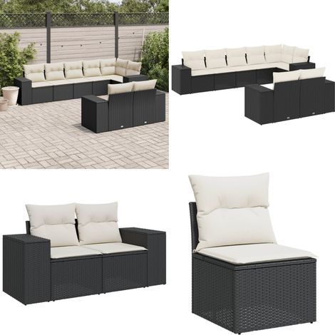 8-tlg. Garten-Sofagarnitur mit Kissen Schwarz Poly Rattan - Gartensortiment - Outdoor Möbel - Gartenlounge - Lounge Set - Rattan Gartenmöbel - Home & Living (1/5)