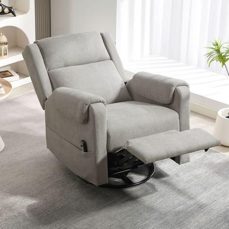 Sillón Relax Reclinable Eléctrico Giratorio y Basculante con Reposapiés Ajustable Mando a Distancia Gris Claro (1/5)
