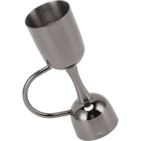 Doppelseitige Cocktailglocke, doppelseitiger Weinmessbecher aus Edelstahl, für Barkeeper, schwarze Beschichtung (1/5)