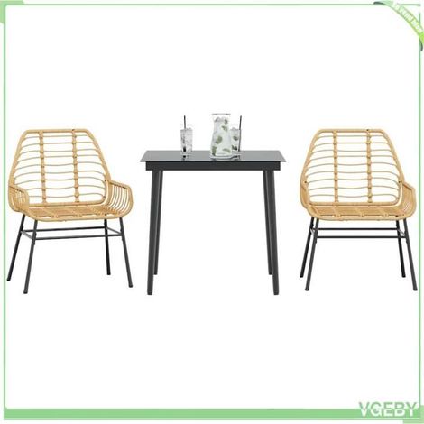 Ensemble de salle à manger de jardin - 3334443 - Résine tressée marron - Table verre trempé - Protection anti-UV (1/5)