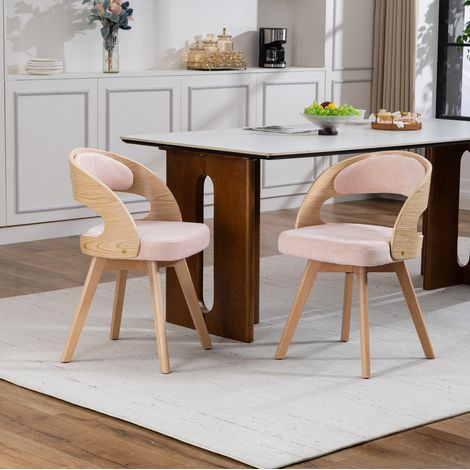 Esszimmerstuhl drehbar 360° gepolstert Leinen Rosa OKMYHOME (1/5)