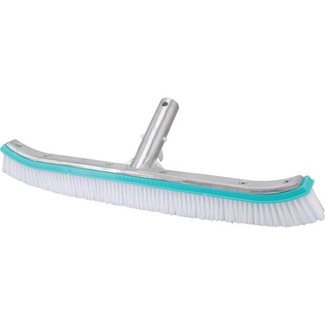 Brosse de piscine de 45 cm (18 pouces) en plastique, nylon et acier inoxydable, outil de nettoyage pour les murs et le fond, bleu lac (1/5)