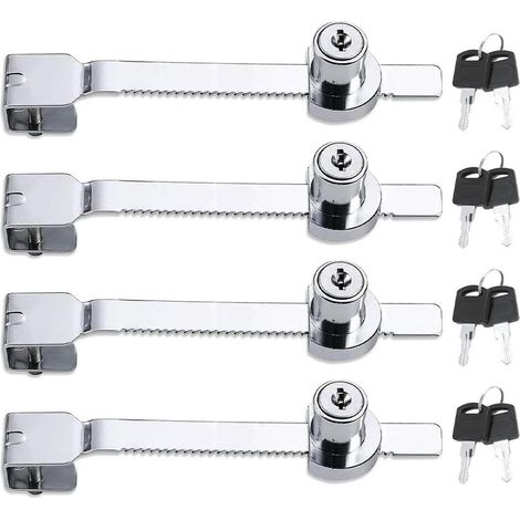 Serrure Porte Coulissante Verre - Diamètre Intérieur 12 mm - Épaisseur Verre 2 à 8 mm - Alliage Zinc Inoxydable - 4 Pièces (1/5)