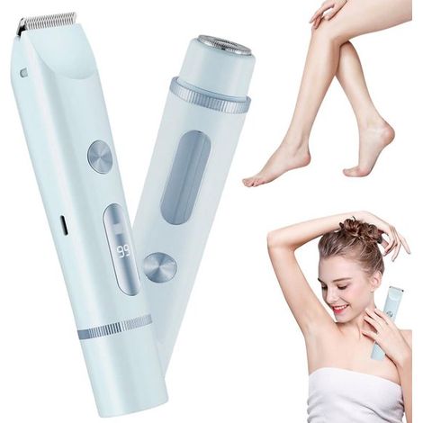 Rasoir 2 en 1 pour femme avec écran – Rasoir électrique – Étanche – Pour le visage, les aisselles, les jambes et le maillot – Rasoir pour femme – Tondeuse intime pour femme – Rasoir doux et indolore – (1/5)