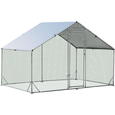 Large Spire-Shaped Chicken Coop Galvanized Metal Hen House with Waterproof Cover