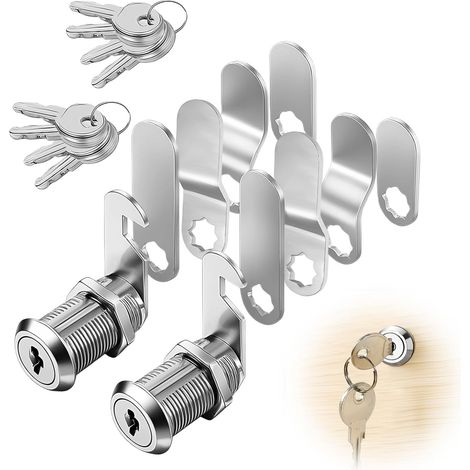 2 Pièces serrure boite aux lettres avec 5 Plaques de Verrouillage et 5 Clés, Verrou de Sécurité en Alliage de Zinc pour Boîte aux Lettres, Casier, Tiroir, Boîte à Outils, Meuble et Porte de Camping-Ca (1/5)