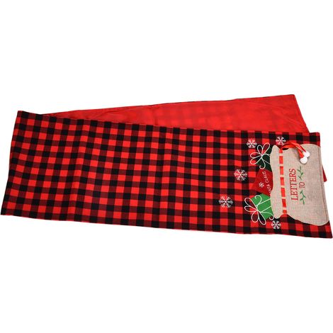Rot-schwarze Flanelltischdecke mit Gittermuster, schlichtes und elegantes Design, mit stilvoller Weihnachtsdekoration