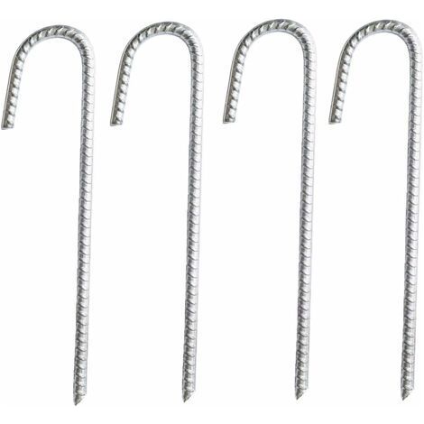 Memkey – Lot de 4 piquets d’ancrage en acier galvanisé – Dimensions 30 x 9 cm – Capacité d'ancrage jusqu'à 40 mm – Pour chapiteaux, tentes, trampolines (1/5)