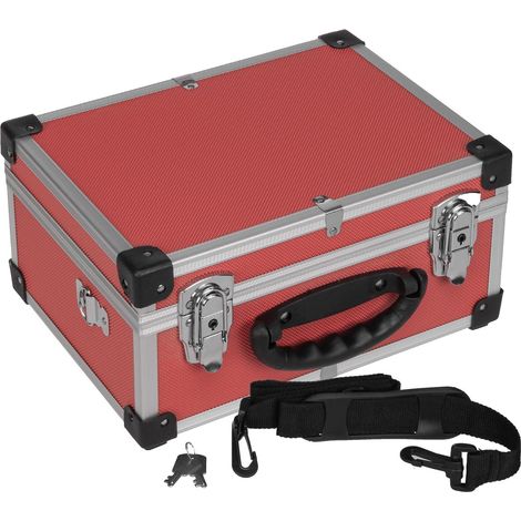 Mallette à outils avec cadre en aluminium - 32,5 x 25,5 x 17,5 cm - Avec revêtement en néoprène et sangle de transport - Rouge (1/5)