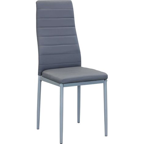 Sedia da interno in acciaio con schienale e seduta in ecopelle Vivian -  Grey