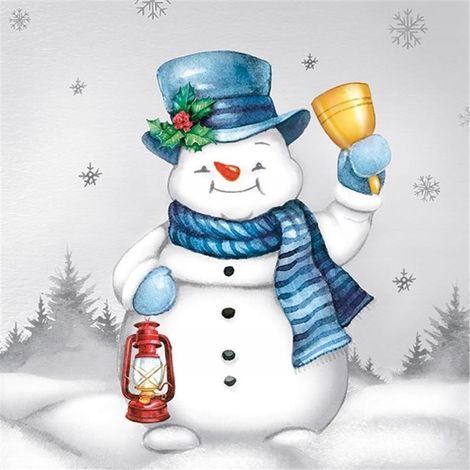 Tovaglioli di carta natalizi con pupazzo di neve, 33x33 cm, 20 pezzi