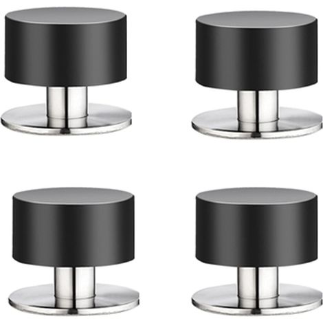 Houhence – Lot de 4 butées de porte en caoutchouc – Auto-adhésives 3M – Acier inoxydable et caoutchouc – Résistantes à l'eau – Pour murs et meubles (1/5)