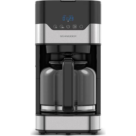 SCHNEIDER Macchina da Caffè in Acciaio Inox, 1,5L, 900W, Programmabile 24 Ore, Display Digitale, Filtro Permanente