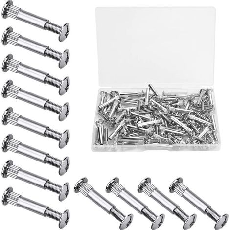 reno – Paquete de 60 tornillos de hierro niquelado M4 para muebles – Cabeza Phillips – Para madera de 31 a 40 mm de espesor – Conexión estable y duradera (1/5)