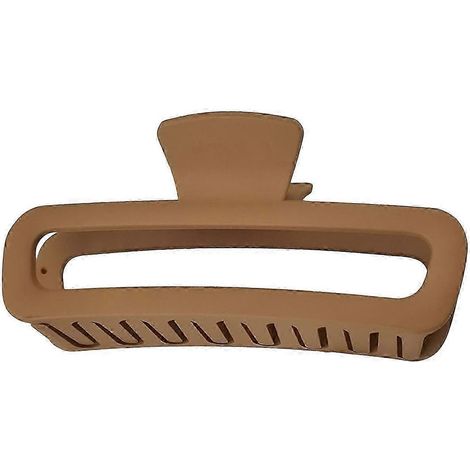 Pince à cheveux géométrique rectangulaire, dents antidérapantes, pince à cheveux en plastique à prise ferme-Light Coffee (1/5)