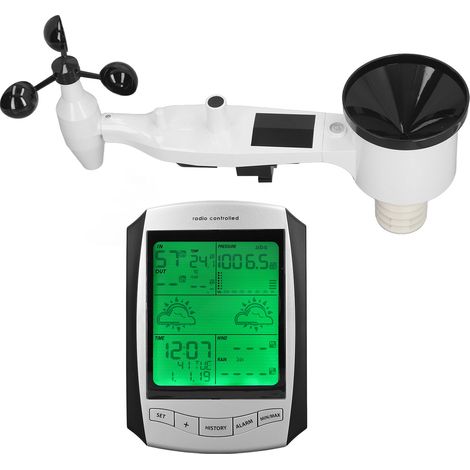 Weather Forecast Station Household Wireless Indoor Outdoor Remote Weather Monitoring System with Wind and Rainfall Guage